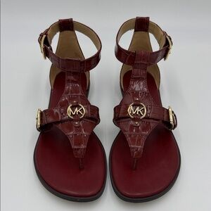 Michael Kors Burgundy Sandals with Gold Accents size 10M